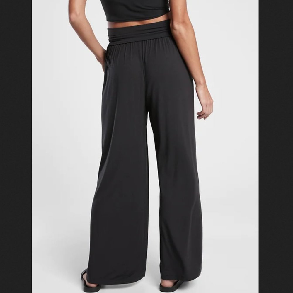ATHLETA BLACK WIDE LEG STUDIO PANT - Picture 2 of 7